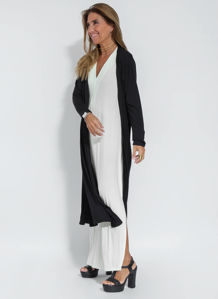 WW | Langes Figurbetontes Kleid Und Strickjacke