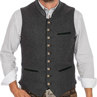 WW | Herren Trachtenweste Weste Grau Klassisch Elegant