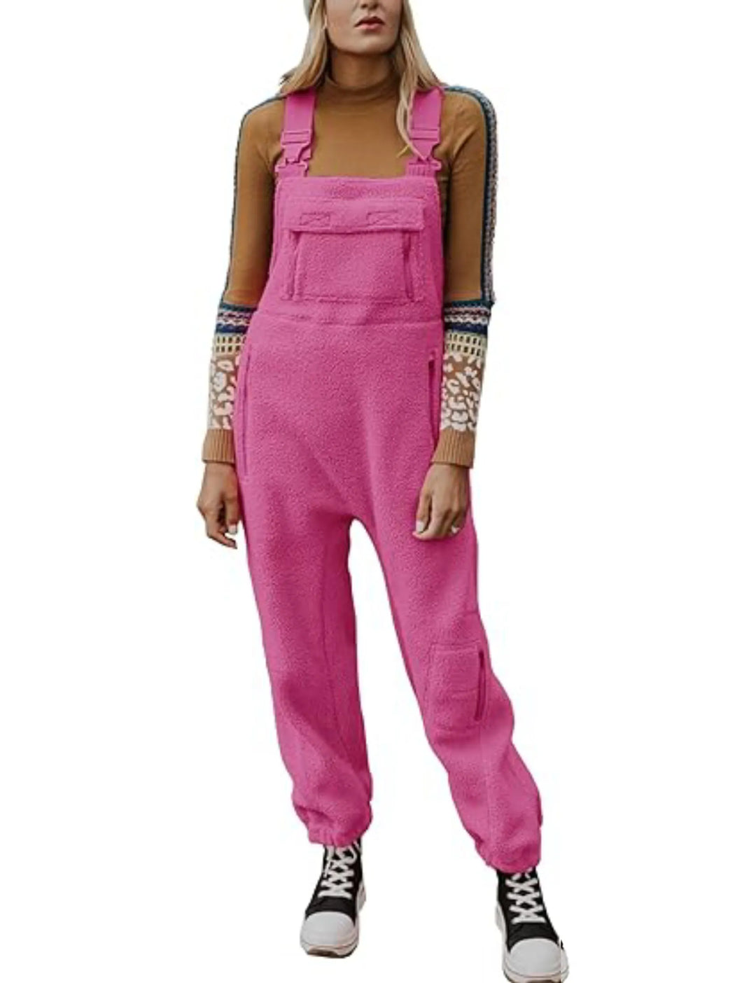Damen Latzhose aus warmem Polarfleece mit verstellbaren Trägern