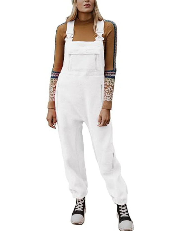 Damen Latzhose aus warmem Polarfleece mit verstellbaren Trägern