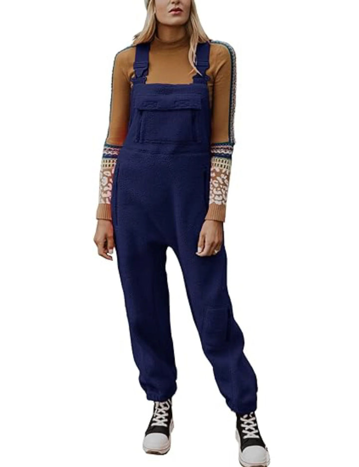 Damen Latzhose aus warmem Polarfleece mit verstellbaren Trägern