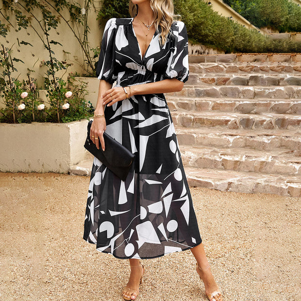 WW - Elegantes Midikleid mit V-Ausschnitt