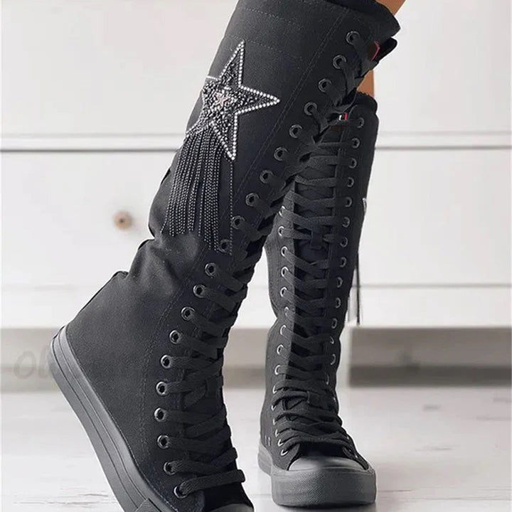 Orthopädische Schnürschuhe mit Stern-Design und hohem Schaft