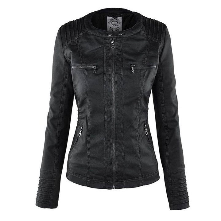 W&W Mode - Damen lässige Lederjacke mit Kapuze