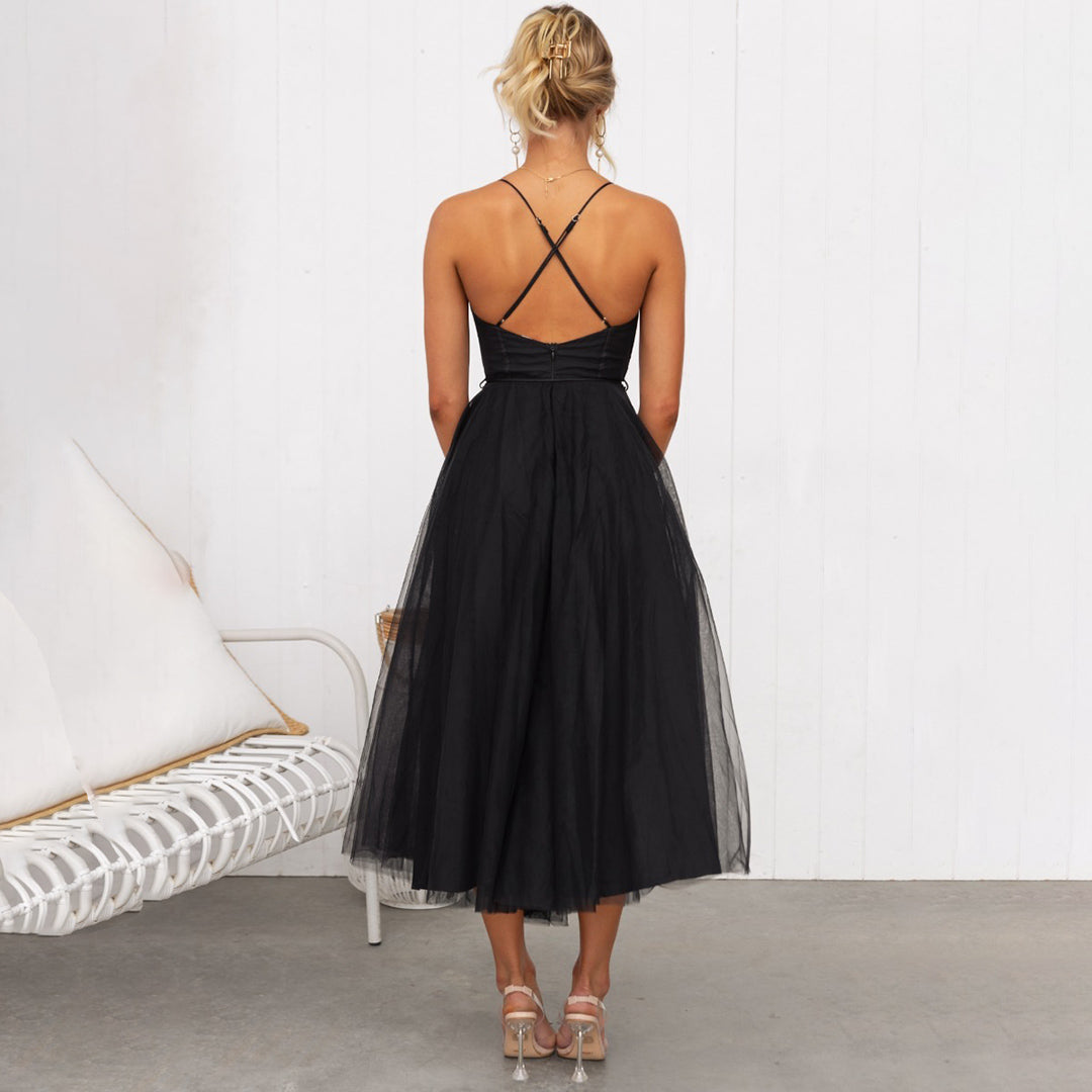WW | Luxuriöses Ärmelloses Midikleid mit Schulter Spaghettiträgern