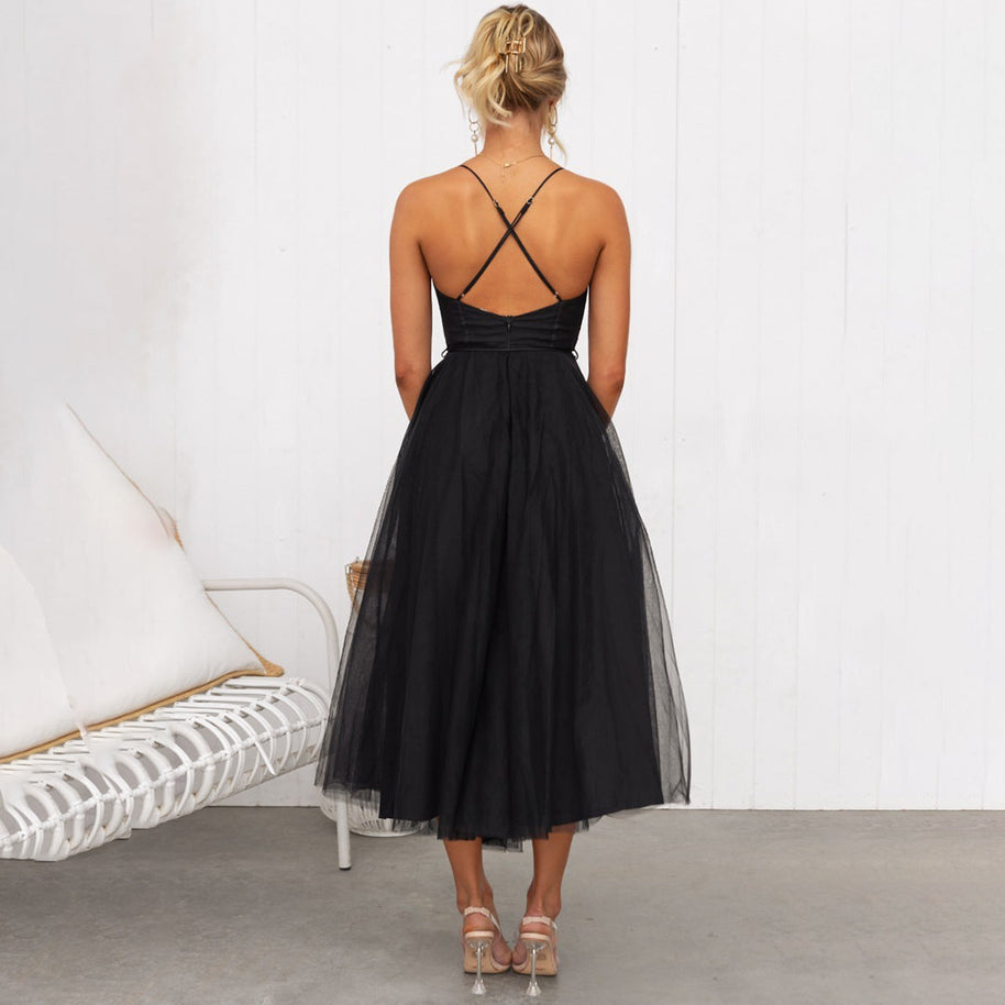 WW | Luxuriöses Ärmelloses Midikleid mit Schulter Spaghettiträgern