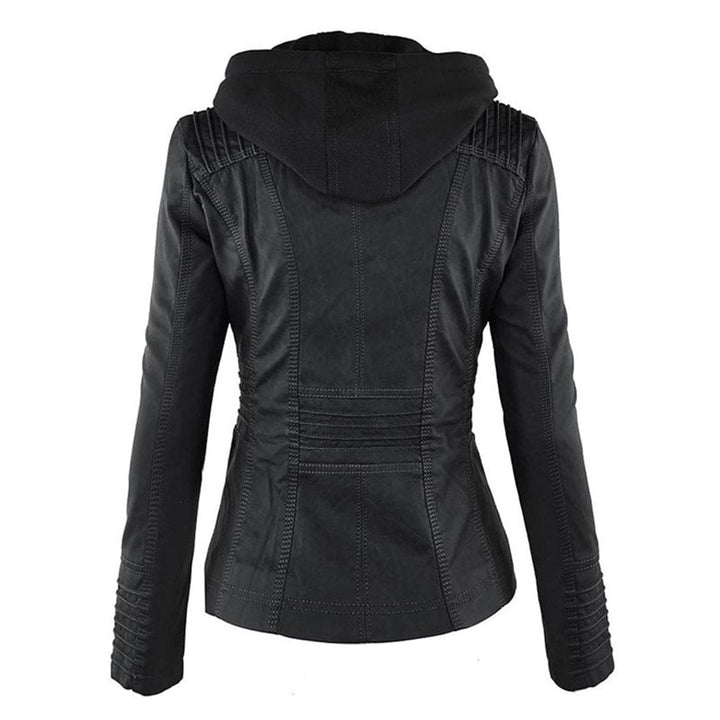 W&W Mode - Damen lässige Lederjacke mit Kapuze