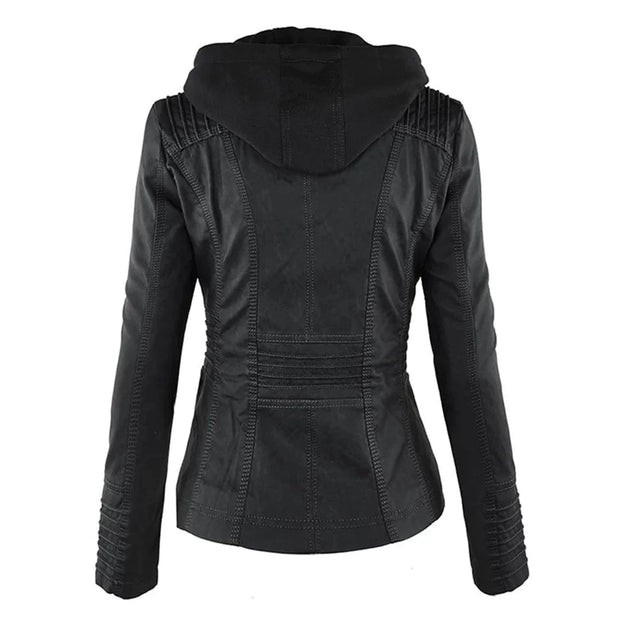 WW | Elegantes Motorradjacke Mit Kapuze Aus Hochwertigem Leder