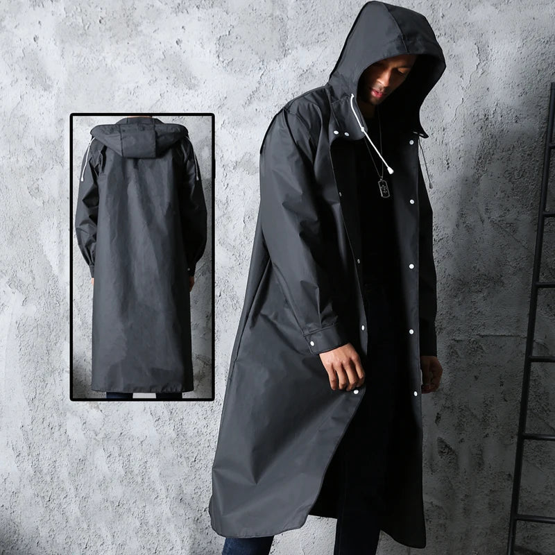 W&W Mode - Langer Regenmantel mit weißen Knöpfen in Premiumqualität