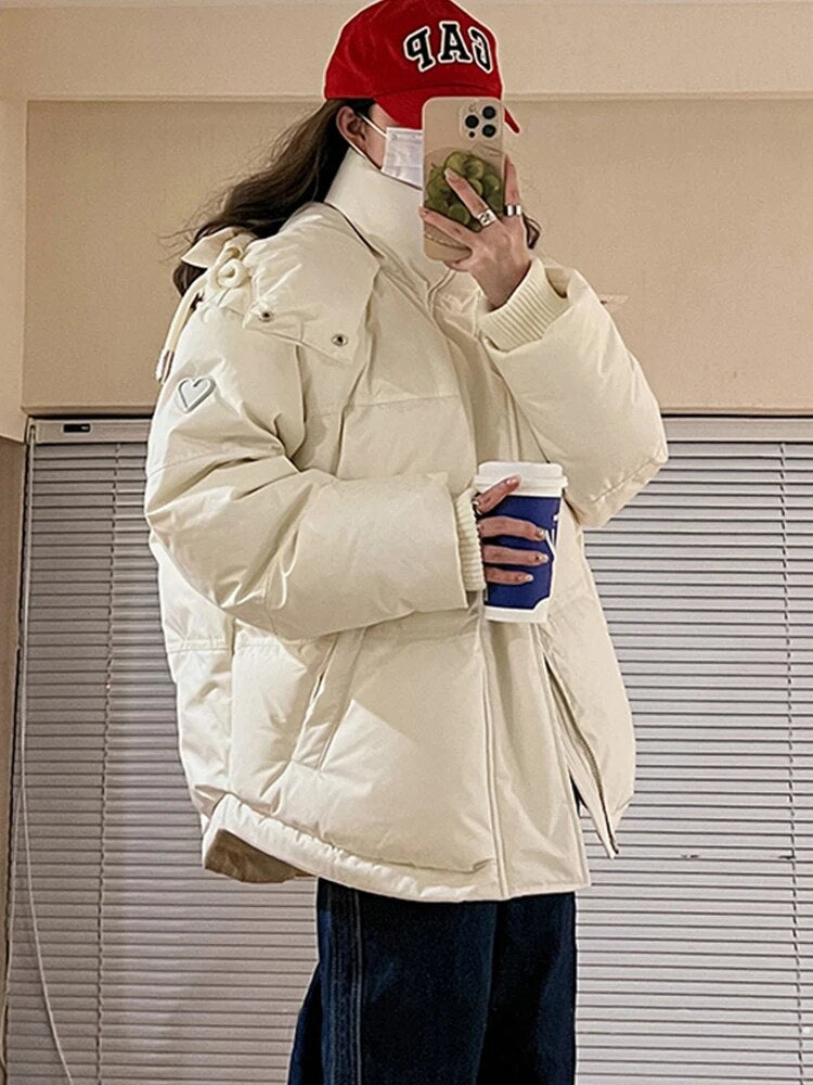 Damen Pufferjacke für Herbst und Winter mit Kapuze