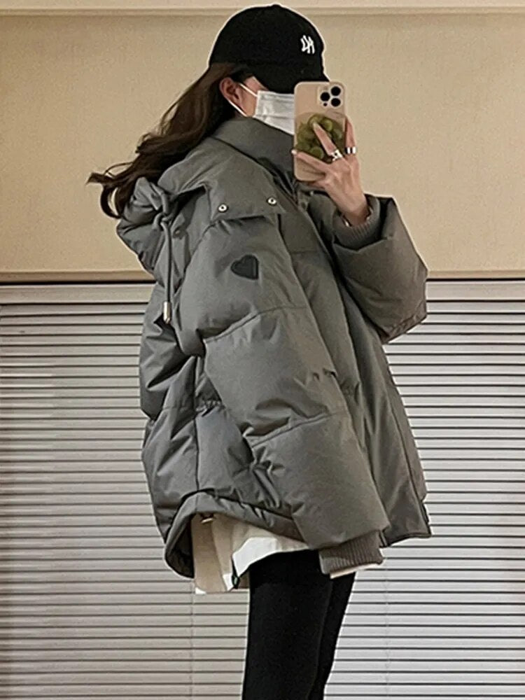 Damen Pufferjacke für Herbst und Winter mit Kapuze