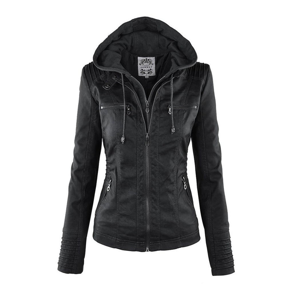 WW - Frühlingsjacke aus Leder mit Taschen und Reißverschluss