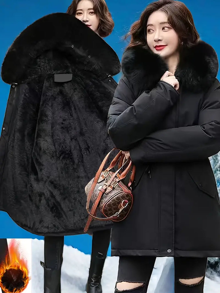 WW | Damen Hoodie Parka Jacke Fleece, Reißverschluss, Kordel