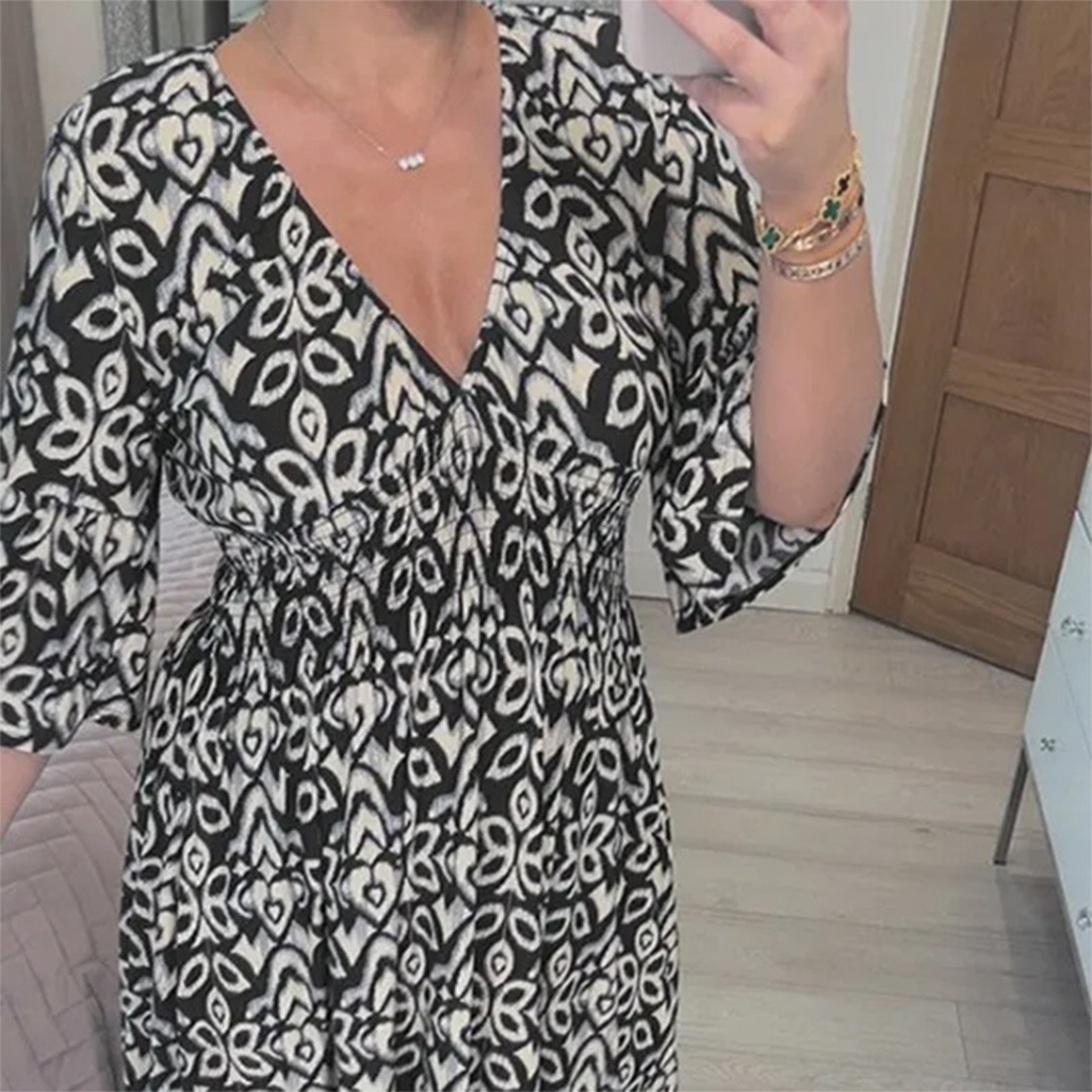 WW | Ungezwungenes V-Ausschnitt Maxikleid