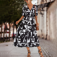 WW | Midikleid Mit V-Ausschnitt Für Frauen