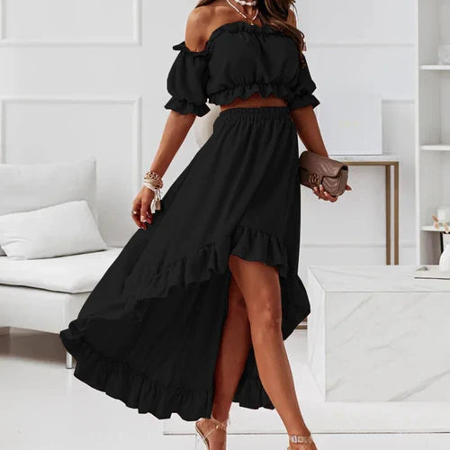 W&W Mode | Elegantes Rüschenset Kleid