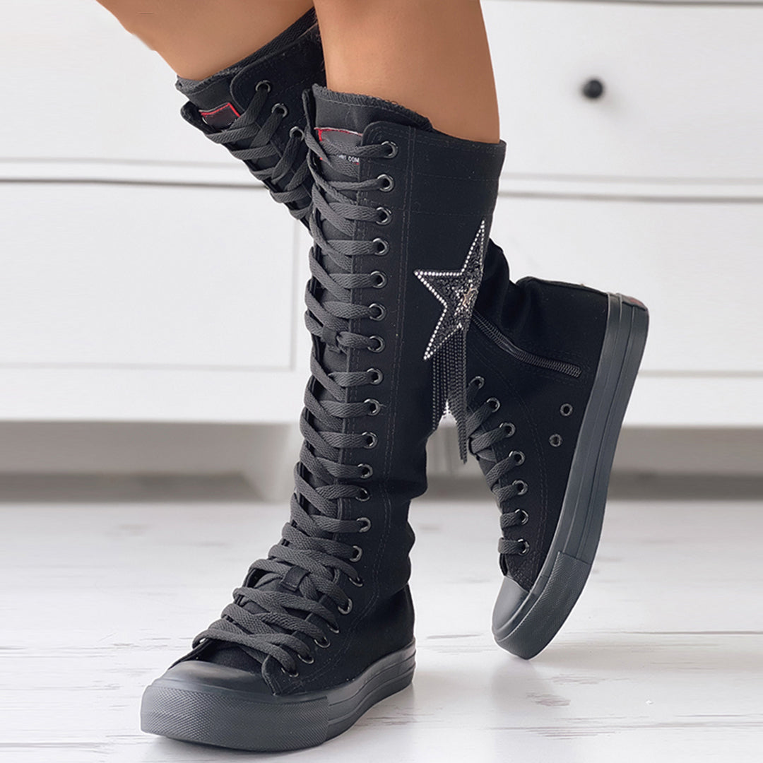 Orthopädische Schnürschuhe mit Stern-Design und hohem Schaft
