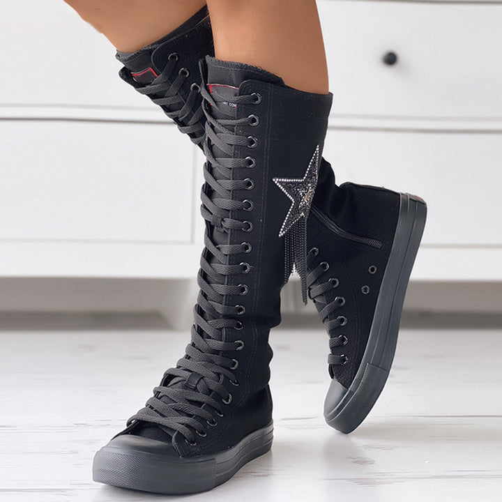 Orthopädische Schnürschuhe mit Stern-Design und hohem Schaft