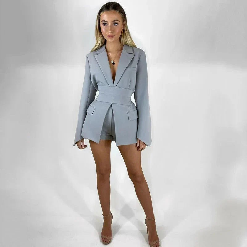W&W Mode | Langer taillierter für Frauen Jacke mit Gürtel