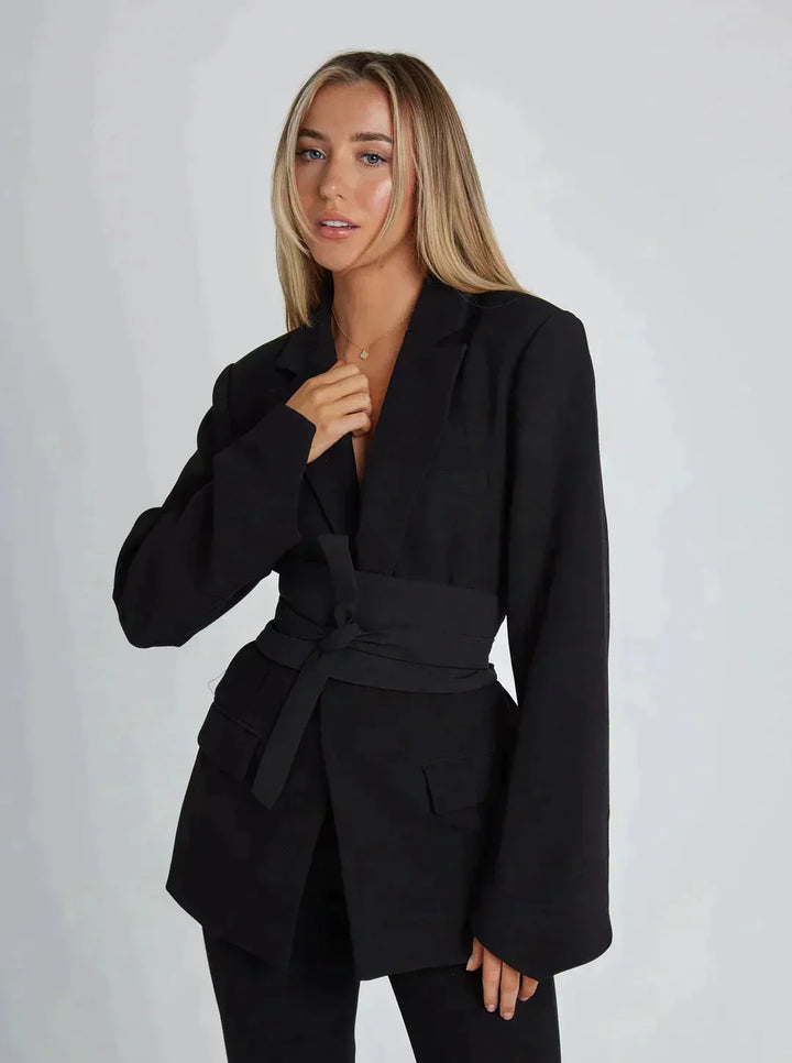 W&W Mode | Langer taillierter für Frauen Jacke mit Gürtel