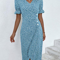 WW | Midi Blumen Sommerkleid Mit Kurzen Ärmeln
