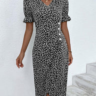 WW | Midi Blumen Sommerkleid Mit Kurzen Ärmeln