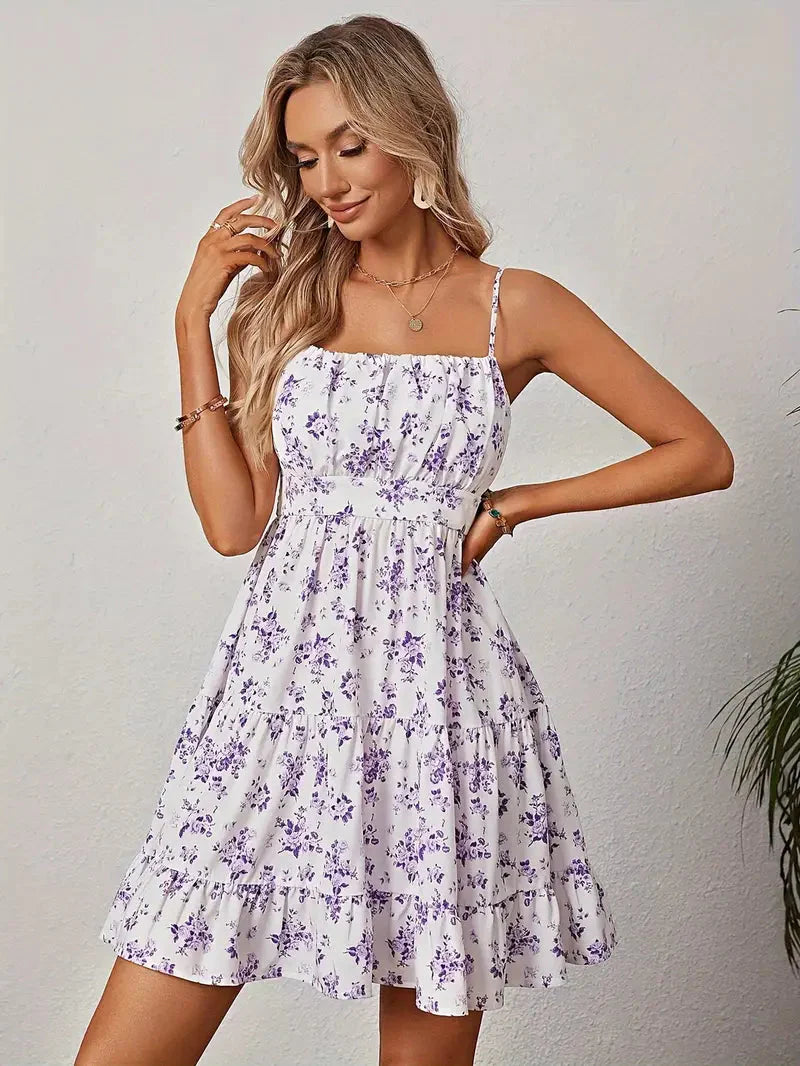 WW | Blumenkleid, Mini, Spaghettiträger, Sommerkleid, Festkleid