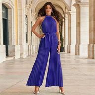 WW | Plissierter Overall mit Neckholder und Gürtel