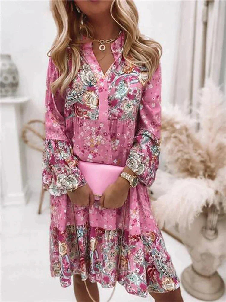 WW | Langarm A Linie Boho Kleid Sommerkleid