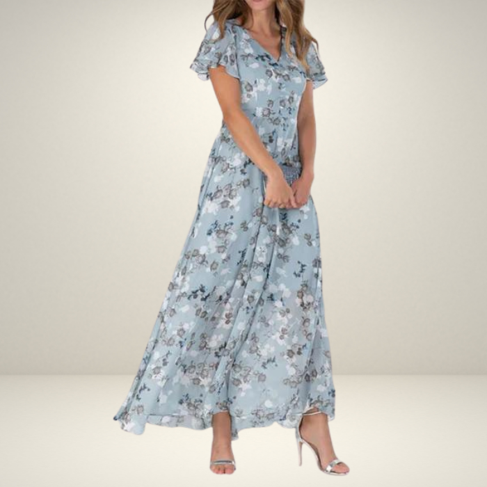 WW | Kleid Fließend Kurze Ärmel Maxikleid Sommerkleid