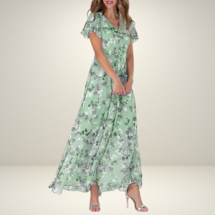 W&W Mode | Kleid Fließend Kurze Ärmel Maxikleid Sommerkleid
