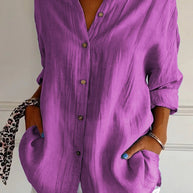 WW | Lange Ärmel Lockere Passform Button Up WW | Damenbekleidung