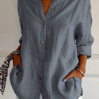 WW | Lange Ärmel Lockere Passform Button Up WW | Damenbekleidung