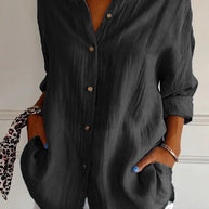 WW | Lange Ärmel Lockere Passform Button Up WW | Damenbekleidung