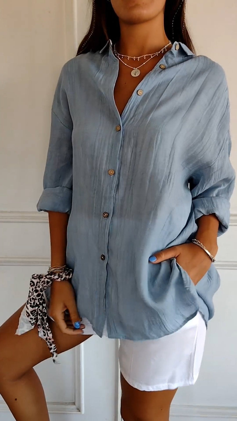 WW | Lange Ärmel Lockere Passform Button Up WW | Damenbekleidung