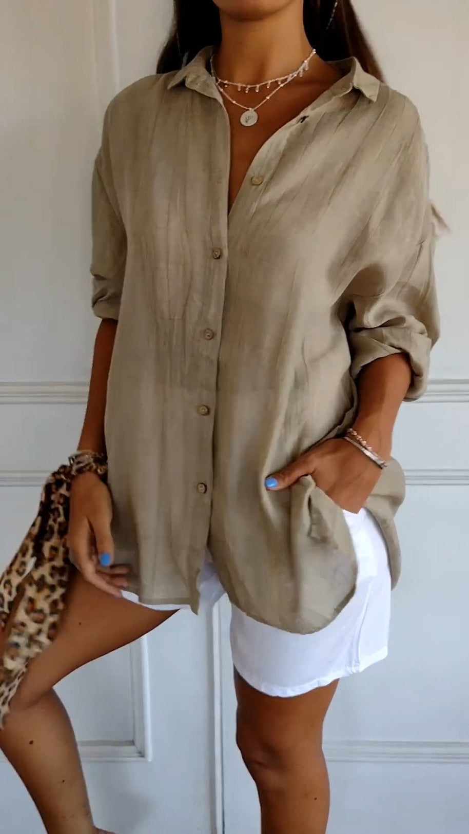 WW | Lange Ärmel Lockere Passform Button Up WW | Damenbekleidung