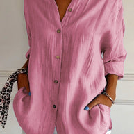 WW | Lange Ärmel Lockere Passform Button Up WW | Damenbekleidung