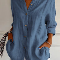 WW | Lange Ärmel Lockere Passform Button Up WW | Damenbekleidung