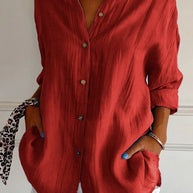 WW | Lange Ärmel Lockere Passform Button Up WW | Damenbekleidung