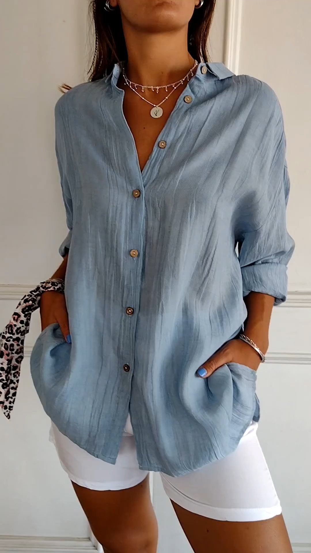 W&W Mode | Lange Ärmel Lockere Passform Button Up W&W Mode | Damenbekleidung