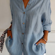 WW | Lange Ärmel Lockere Passform Button Up WW | Damenbekleidung