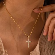WW | Goldene Zirkonia Kreuz Halskette Mit Anhänger Für Damen