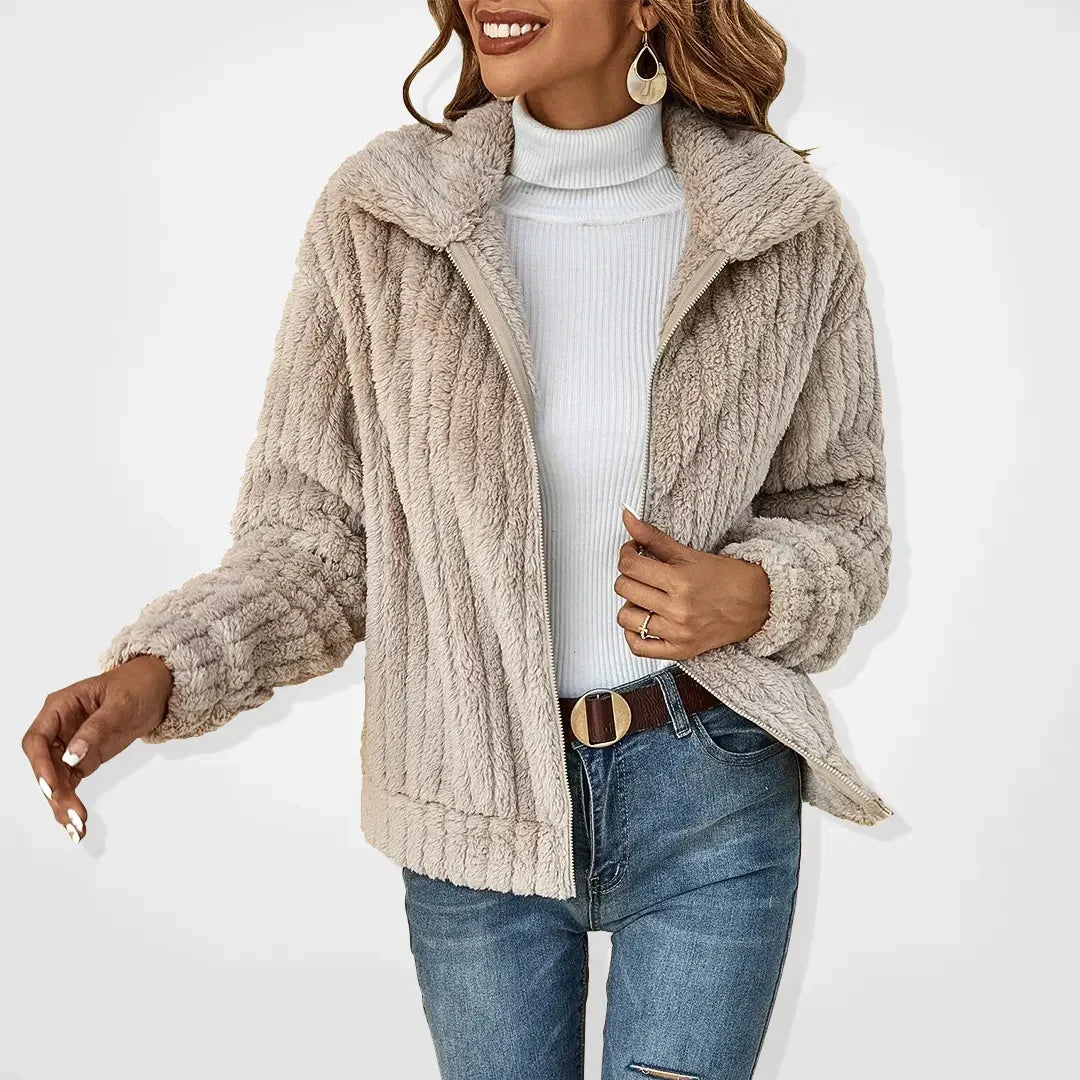 W&W Mode | Monochrome Casual Mantel mit Reißverschluss für Damen