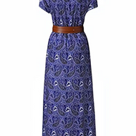 WW | Kleid, kurzärmlig, Gürtel, Maxikleid, Sommerkleid