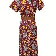 WW | Kleid, kurzärmlig, Gürtel, Maxikleid, Sommerkleid