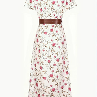 WW | Kleid, kurzärmlig, Gürtel, Maxikleid, Sommerkleid