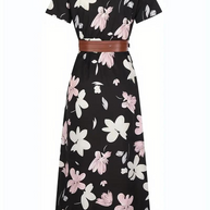 WW | Kleid, kurzärmlig, Gürtel, Maxikleid, Sommerkleid
