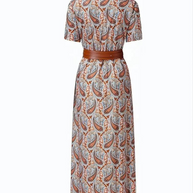 WW | Kleid, kurzärmlig, Gürtel, Maxikleid, Sommerkleid