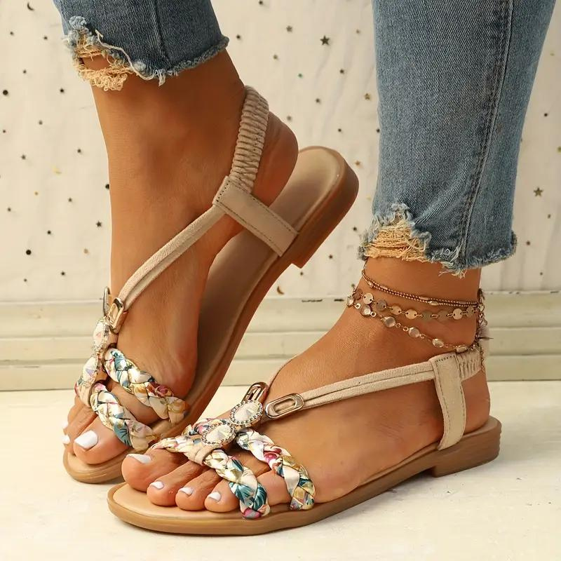 W&W Mode | Sandalen Slip On Elastische Riemen Flache Sandalen Sommerschuhe