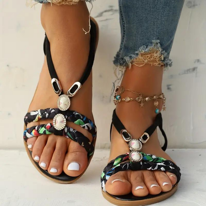 W&W Mode | Sandalen Slip On Elastische Riemen Flache Sandalen Sommerschuhe